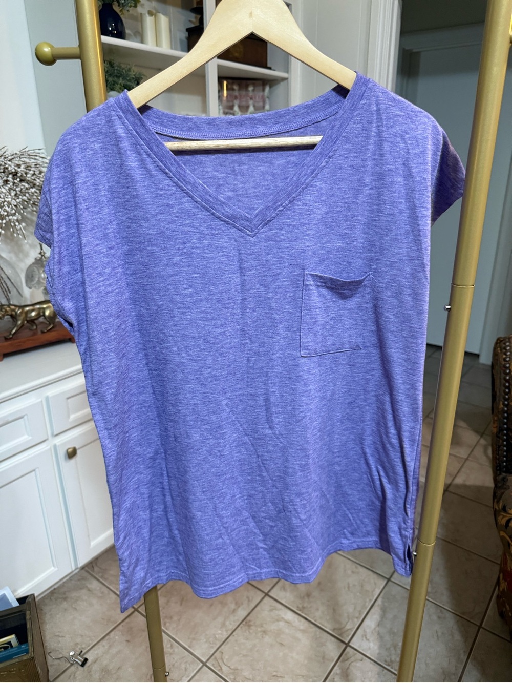 Lightweight Purple V-Neck Pocket Tee